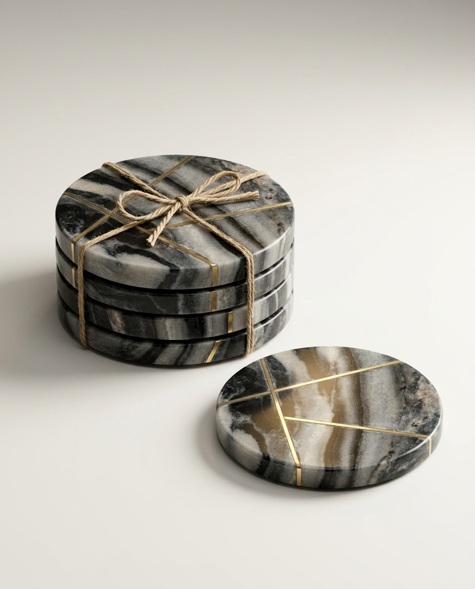 Black Marble Brass Inlay