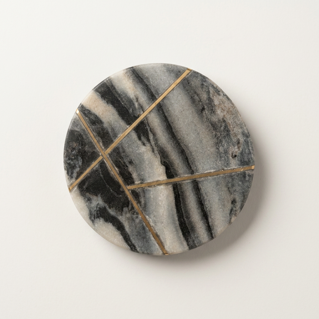 Black Marble Brass Inlay