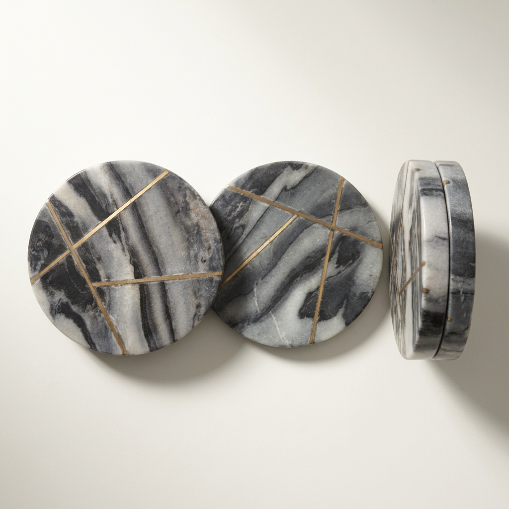 Black Marble Brass Inlay