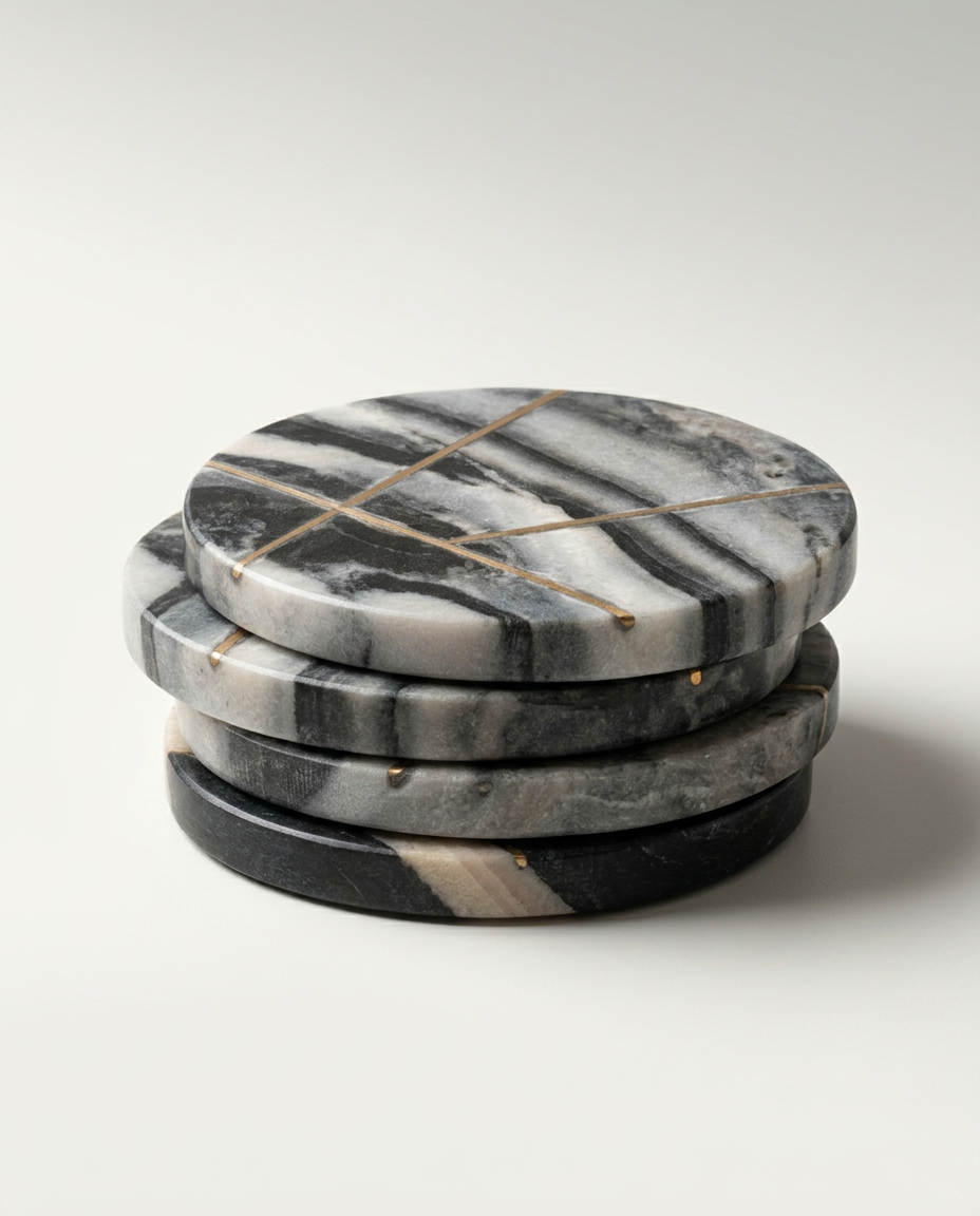 Black Marble Brass Inlay