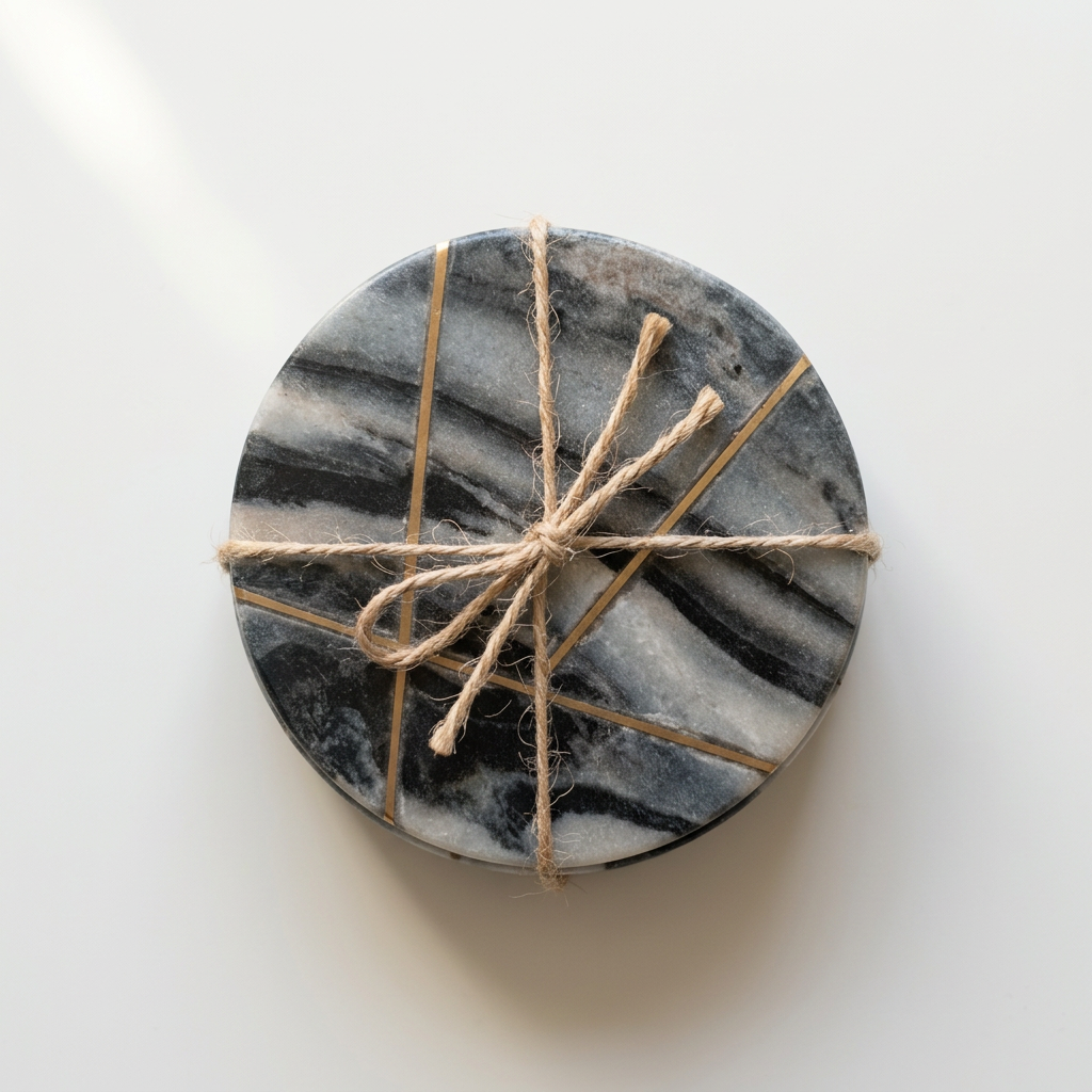 Black Marble Brass Inlay