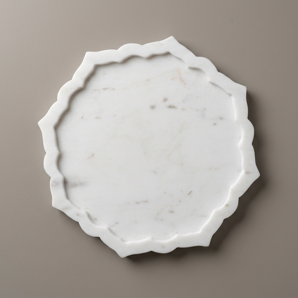Scalloped Round Marble Tray