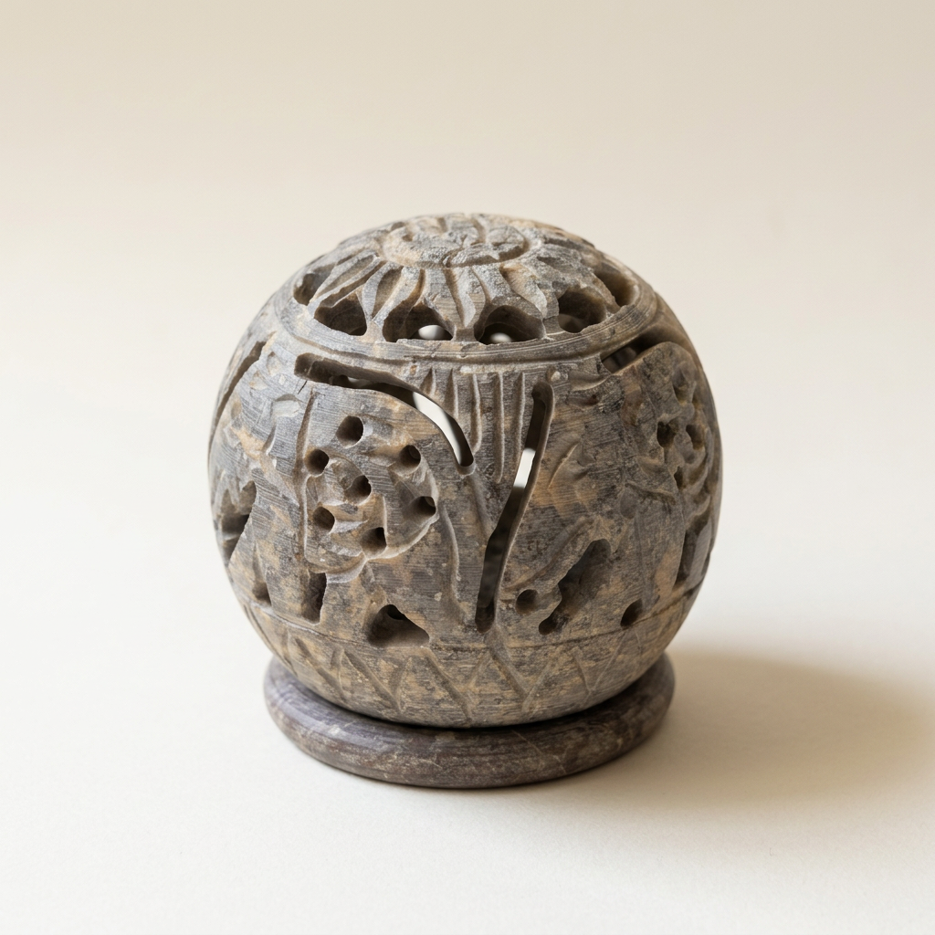 Carved Globe Candle Stand